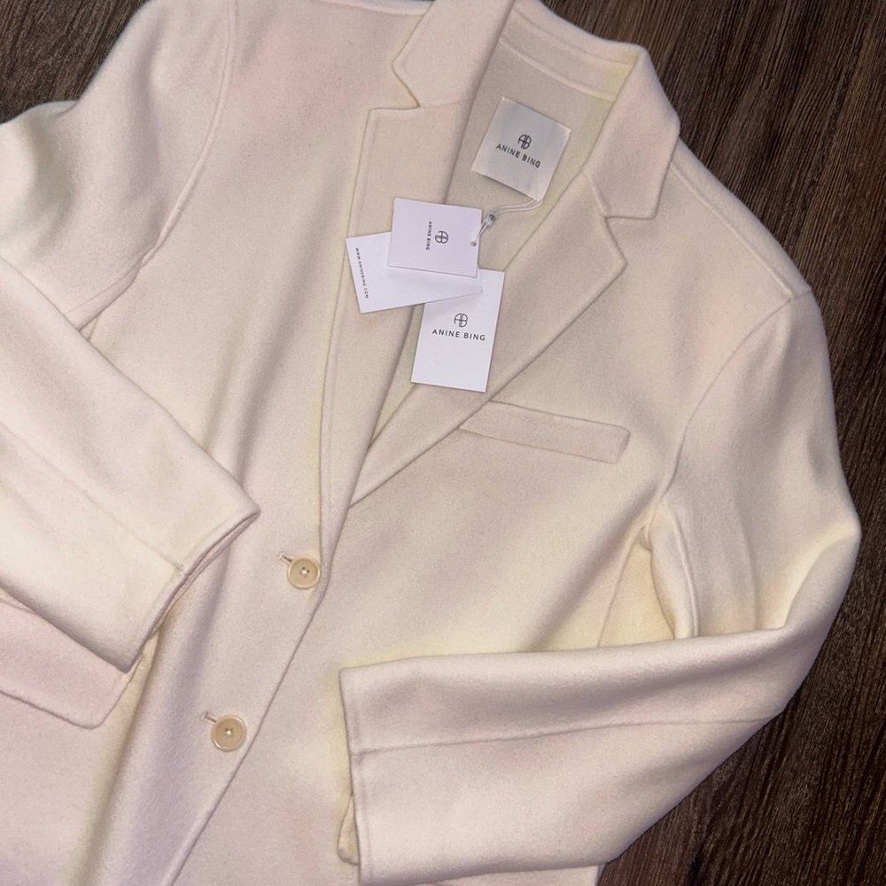 ANINE BING WOMENS IVORY QUINN CASHMERE BLEND BLAZER SIZE SMALL NEW WITH TAGS